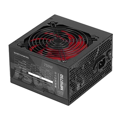 Mars Gaming MPIII750, Fuente Alimentación PC 750W ATX, 5 Años de Garantía, Tecnología Silenciosa AI-RPM, 85% Eficiencia, Negro