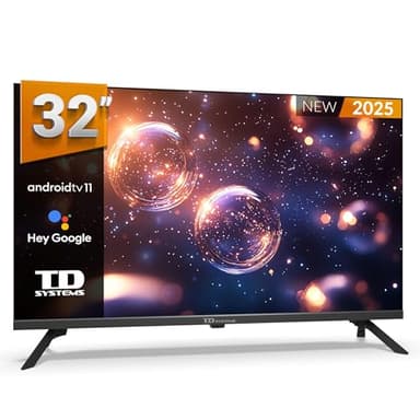 TD Systems - Smart TV 32 Pulgadas sin Marcos, Android 11, Google Assistant, Control por Voz, televisión TDT 2025. Televisor con 3 años de Garantia - PRIME32K20GLE