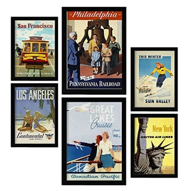 Nacnic Posters de Estados Unidos. Ilustraciones A Todo Color de Imágenes Publicitarias Antiguas de Todo el Mundo. Diseño Moderno para la Decoración de Interiores. A4 & A3.