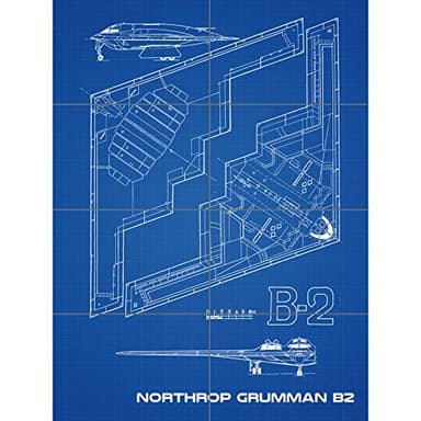 Artery8 Northrop B-2 Spirit Stealth Bomber Blueprint Plan XL Giant Panel Poster (8 Sections) Bombardeo Azul Póster