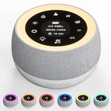Sehstar máquina de ruido blanco Terapia de sonido para dormir al bebé&Adultos 22 Ruido Blanco/5 Yoga/5 α-Wave 7 Color/3 Brillo/luz respiratoria cronómetro de pantalla táctil