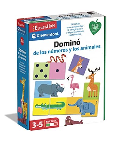 Clementoni-55314 - Dominó Números y Animales - Juego Educativo a Partir de 4 años