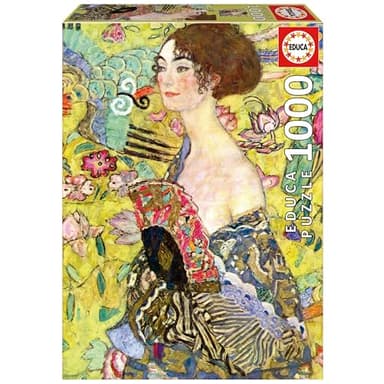 Educa - Dama con Abanico, Gustav Klimt | Puzzle de 1000 Piezas para Adultos. Medidas: 48 x 68 cm. Incluye Cola Fix Puzzle. A Partir de 14 años (19932)