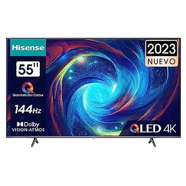 Hisense TV 55E7KQ PRO - QLED Gaming Smart TV de 55 Pulgadas Televisor, con Modo Juego de 144Hz, Barra de Juegos, Solución HDR Total, Dolby Vision IQ & Dolby Atmos, Sonido 2.1 con Subwoofer (2023)