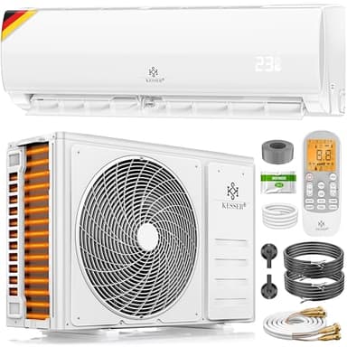 KESSER® Kit de aire acondicionado Split Quick Connect 12000 BTU 3,4 kW – WiFi & App aire acondicionado con función de calefacción y modo de refrigeración, aire acondicionado de pared, con cable de