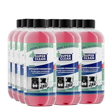 SUPER CLEAN 12 x 1000 ml Universal Descalcificador automático – Líquido – Para todas las máquinas y marcas – 120 x Descalcificación – Efectivo Descalcificador Líquido de Cafeteras, Hervidores de Agua