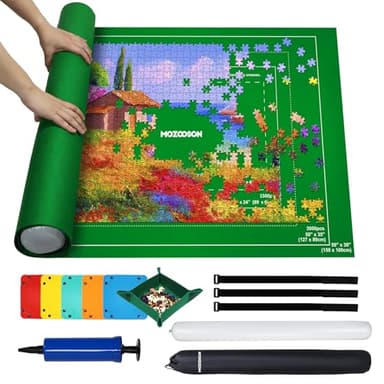MOZOOSON Tapete Puzzle, Puzzle Pad Puzzle Mat Roll Up para Puzzle hasta 3000 Piezas, Tapete para Enrollar Puzzles, Fieltro Puzzle Mat Estera de Rompecabezas Portátil para Guardar Puzzles