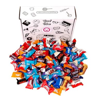 Caja de 105 Chocolates con Surtido de Chocolatinas Mini Toblerone, Kinder, Kit Kat, Chocobons, Mini kinder Bueno| Especial para Navidad, Halloween, Regalos originales, Fiestas Especiales