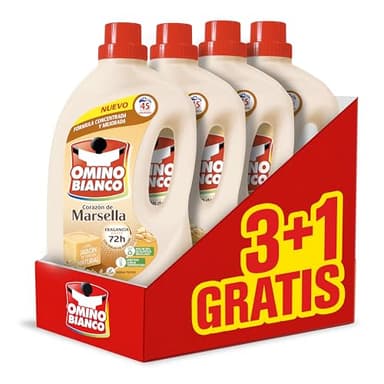 Omino Bianco Detergente líquido marsella 45 dosis, caja 3+1 gratis, 7200ml