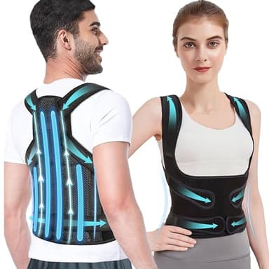 Corrector Postura Espalda, Corrector de Postura, Corrección de Escoliosis y Joroba Proporciona Forma para el Cuello, Hombros, Espalda, Soporte Ajustable para Mujeres y Hombres (M)