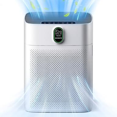 MORENTO Purificador de aire adecuado para habitaciones grandes, con sensor de calidad del aire de visualización pm2.5, filtro de aire de alta eficiencia real, entrada de aire de doble cara, 24dB
