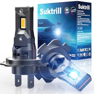 Suktrill Bombillas de Coche y Moto,H7 LED 28000LM lámpara para Faros,Kit de conversión de halógeno de 12V 55W 6000K,Ajuste Directo Ultra Compacto, 500%, Juego de 2