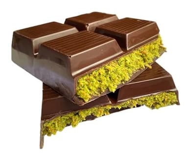 Dubai Chocolate 100 g, con chocolate, pistacho y kadaif y muchas otras variedades, pistacho, adhesivo de Heartforcards®