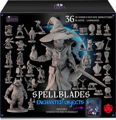 Wildspire Spellblades y objetos encantados para personajes de DND de 28 mm a 32 mm, NPC para DND de 28 mm Dungeons & Dragons Miniaturas a granel D&D Miniaturas DND Minis DND Figuras DND Accesorios DND