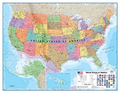 Mapa de pared político de Estados Unidos, laminado frontal único, 43 x 55 cm Maps International