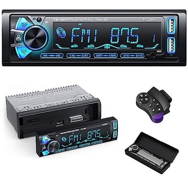 RDS Radio Coche Bluetooth Extraible, Wistrue FM/Am Autoradio Bluetooth 5.0 Manos Libres,1DIN Autoradio Stéreo 65Wx4 Soporta MP3/2USB Carga rápida/AUX/SD/WMA/WAV/Control Remoto(Multicolor)