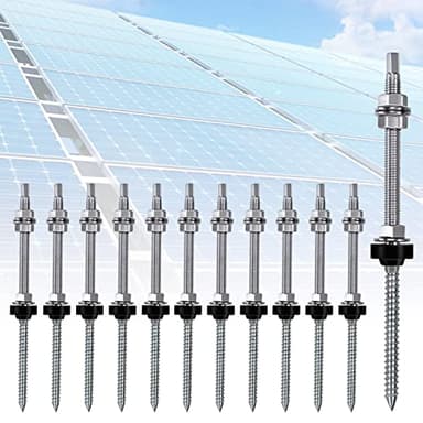12 Piezas Tornillos de Soporte Placas Solares, Tornillo Autotaladrantes Roscachapa M10 x 200mm, Tacos Metalicos de Altura Regulable, Expansión Fijaciones de Tornillos, para Soporte Solar Fotovoltaica