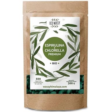 600 Comprimidos De Chlorella Y Espirulina. Dosis Máxima 6000mg. Energía Natural, Certificado. [vegano - Saciante - Detox] Alto Contenido De Proteínas. Superfood Rica En Clorofila Sin Aditivos.