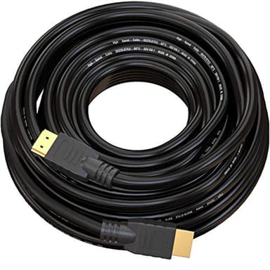 True HQ Cable HDMI de alta velocidad de 15 m con Ethernet ARC 3D | Diseñado en el Reino Unido | Full HD 1080P compatible con PS4 Xbox One Sky HD TV Laptop PC Monitor CCTV | Negro y chapado en oro