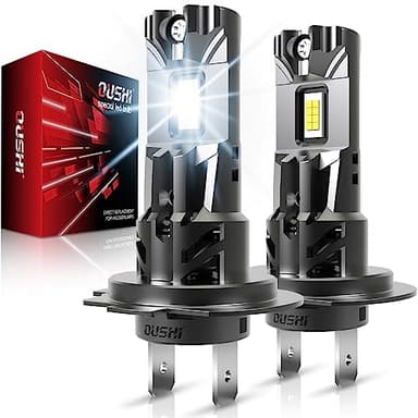 Bombillas H7 LED Coche, OUSHI 16000LM 80W 500% Luminosidad 6000K Blanca Xenon 1:1 Mini Tamaño No Requiere Adaptador Plug and Play Bombillas LED H7 Canbus, 2 Piezas