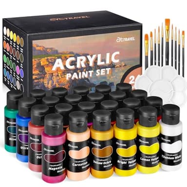cyctravel Pinturas Acrilicas, Pintura Acrilica Manualidades 24 Colores 59ml, Pintura Acrilica se Utilizan en Proyectos Artísticos como Pintura, Bricolaje y son Adecuadas para Principiantes