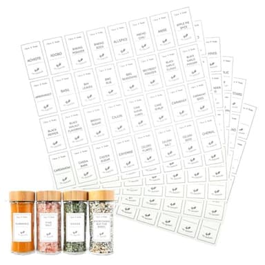 WeddHuis 192 Etiquetas para Especias, listo para usar, minimalista rectangular (3,2 cm x 5,7 cm)