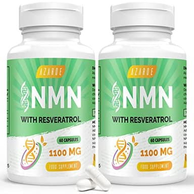 Máxima Pureza NAD+ con Trans-Resveratrol 1100 mg y Pimienta Negra 50 mg para Mejor Absorción y Aumento de Niveles de NAD+ (60 unidad (Paquete de 2))
