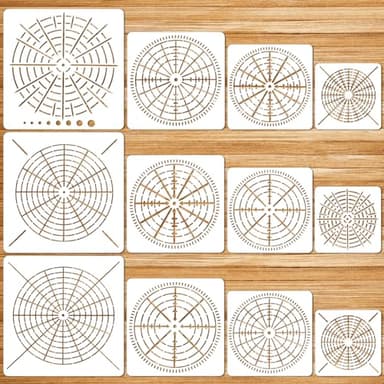 JSRQT 12 Piezas Plantillas Mandala, Stencil di Pittura,Reutilizable Mandala Punteggia Stencil Modello,Plantilla de Segmento para Paredes Lienzo Madera Muebles Suelos Azulejos
