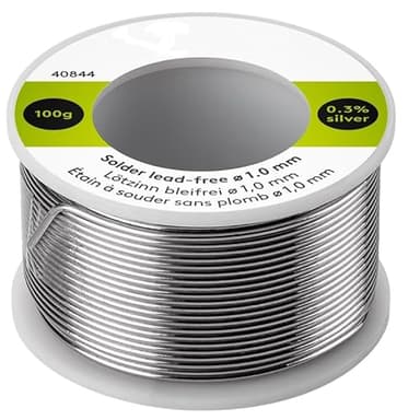 CABLEPELADO Carrete de estaño, Alambre de Soldadura de Estaño, Hilo de Soldar, Estaño para soldar, Estaño (Sn) 99%, Plata 0.3%, Cobre (Cu) 0.7%, Diámetro de 1.0 mm, 100 gramos