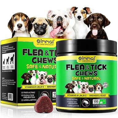 Prevención de pulgas y garrapatas para masticables para perros,suplemento natural para el control de pulgas y garrapatas de perros, píldoras orales fáciles de usar, protección contra plagas(375g,150p)