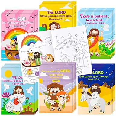 ANGOLIO 24 libros religiosos cristianos para colorear a granel para niños, libro de dibujo artístico para premios de escuela dominical, recompensas de regreso a clases, actividades de iglesia, regalos