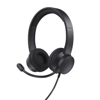 Trust Ayda USB Auriculares con Micrófono PC ENC con Cancelación de Ruido, 65% Plástico Reciclado, Cable 1,8 m, Control de Volumen Supraaural, Cascos On Ear USB-C Ordenador, Portátil, Teams, Negro