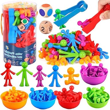 NCKIHRKK 40 Piezas Juguete Educativo Juego Montessori de Combinación de Color para Contar, Motricidad Fina, Regalo Niños 2-5 Años para Pascua Navidad