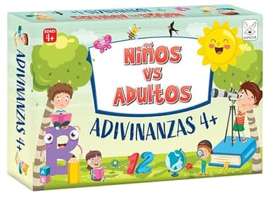 KANGUR Juego de Mesa Adulto y Niños 4 Años Juego de Cartas para Familias Juegos Infantiles Juegos Educativos Juego de Adivinanzas Divertido | 50 Cartas 100 Preguntas | Niños vs adultos. Adivinanzas 4+