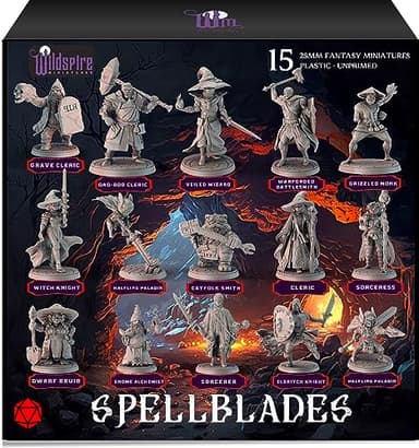 Wildspire Spellblades - Personajes de héroe y NPC para miniaturas DND a granel de 28 mm a 32 mm a escala de Dungeons & Dragons Miniaturas D y D Figuras DND Minis DND Figuras de mesa Pathfinder