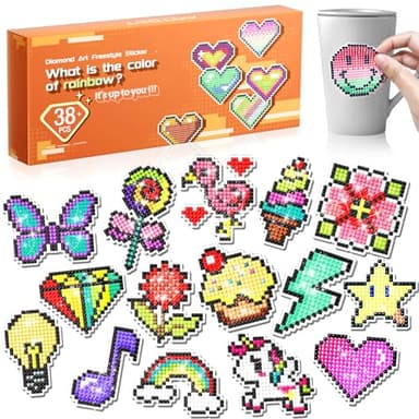 ARTDOT Diamond Painting Kit Completo Pegatinas Infantiles, 38 Piezas Pintura Diamantes Stickers para Regalos de Juguetes de Arte y Manualidades para Niñas y Niños de 6 7 8 9 10 11 12 13 Años