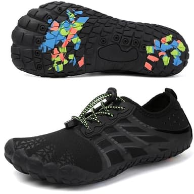 Unisex Zapatos Descalzos Hombre Mujer Zapatos de Agua Hombres Mujeres Barefoot Zapatillas Outdoor Secado Rápido Surf Calzado para Yoga Playa Transpirable Ligero y Antideslizante(Negro 43EU)