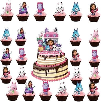 Decoración de Pasteles,25 Piezas Decoración para Tarta,Cumpleaños Pastel Decoración,Figuras Decoración Pastel,Cake Topper Decoración,Decoración Tarta de Niños