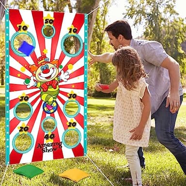 Juegos de Lanzar Niño,Juegos de lanzar Banners,Juego de Lanzamiento de Pancartas con 3 Bean Bags Juego Lanzamiento para Interiores y Exteriores Juegos de Jardín,Suministros para Fiestas para Niños