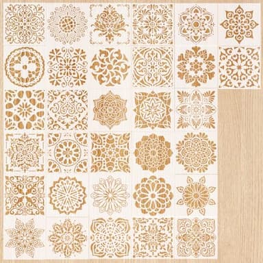 32 piezas Plantillas de Mandala,15 * 15cm Reutilizable Plantillas Mandala para la pared,Mandala Manualidades Painting Stencils,Grande Mandalas Stencil Plantillas,Apto para Pintura Mural
