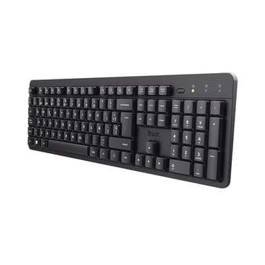 Trust ODY II Teclado Inalámbrico Silencioso QWERTY Español, Teclas de Perfil Bajo, Resistente a los Vertidos, Microrreceptor USB 2.4GHz, Wireless Keyboard para Windows Mac PC Ordenador Portátil