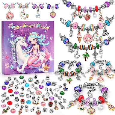 Tomylv Kit para Hacer Pulseras , Regalo Niñas 5 6 7 8 9 10 11 12 Años, Kit fabricación Joyas, Juego Abalorios, Juguete Navidad y Pascua
