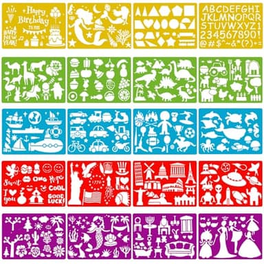Qpout 20pcs Plantilla de dibujo a color para niños,300+ patrones letras animales dinosaurio pintura plantilla para colorear para cumpleaños niños Painting Coloring Template
