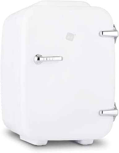 NK Mini Nevera Portátil, 4 Litros de Capacidad, Funcionamiento 12V-220V, Función Enfriamiento y Calentamiento, Para Cosméticos y Refrescos, Blanco