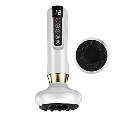 Masajeador Anticelulítico, Masajeador de Terapia de Ventosas Eléctricas, Ajustable de 12 Niveles Maquina Masaje Muscular, para Vientre, Cuello, Pierna, Cadera y Brazo (Blanco)