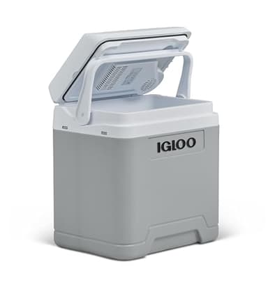 IGLOO IE27 AC/DC nevera eléctrica para coche y toma de corriente, mini-refrigerador 27 L gris, 12V y 230V.