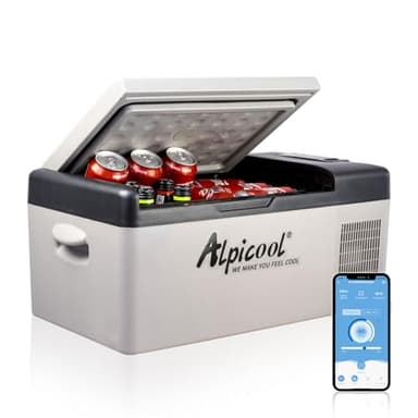Alpicool C15 15 litros Mini Nevera de Coche portátil Eléctrica 12/24V CC Refrigerador de Coche para Hogar Aire Libre Camping, Viajes, Automóvil Enfriamiento de -20ºC a 20ºC