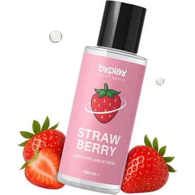 BYPLAY Lubricante Sabor - Lubricante Comestible para Parejas - Gel Oral de Fresa 100ml
